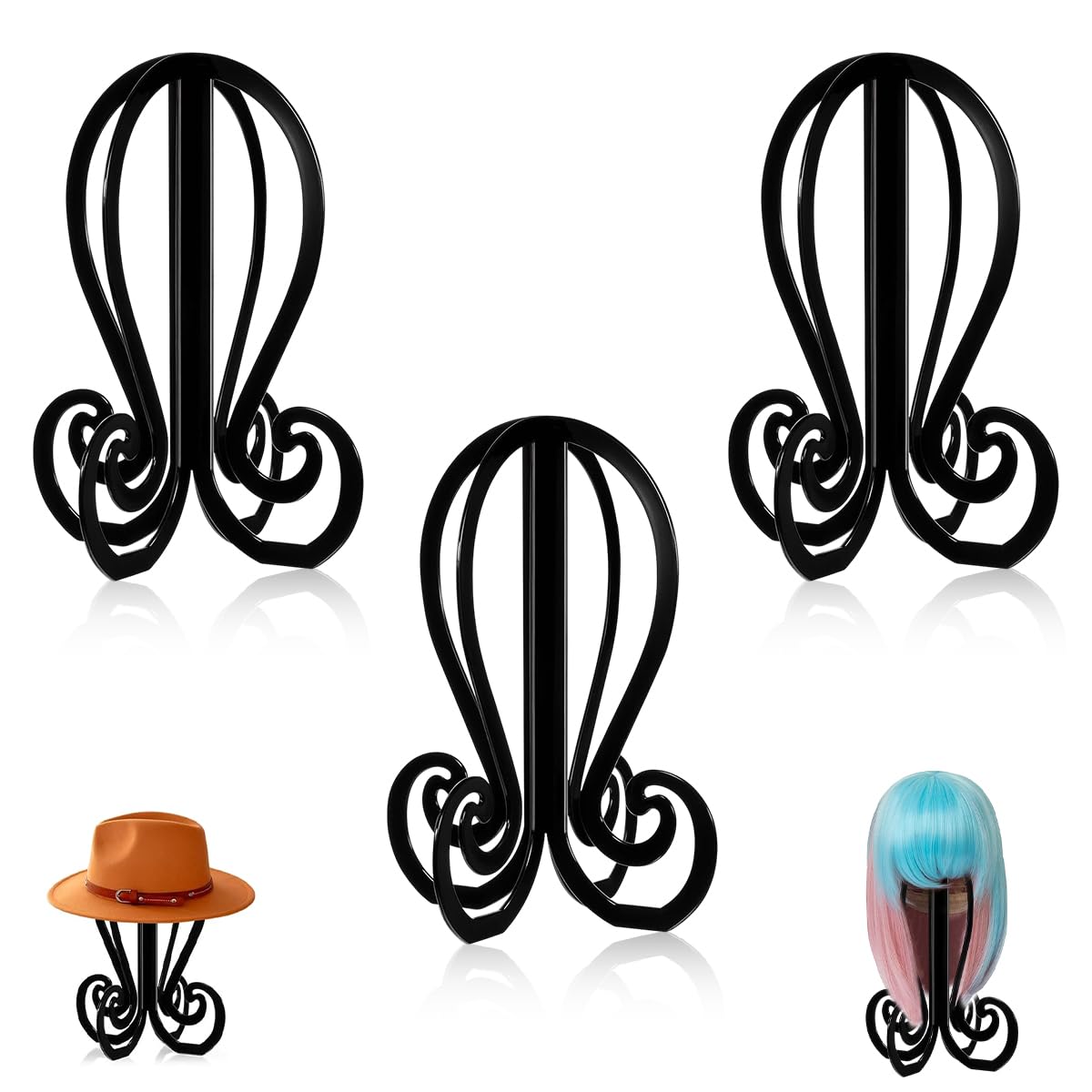 MAYCREATE Wig Stands for Wigs and Hats featuring Octopus-Shaped 4-Foot Base | 8.7x11.7 in Plastic