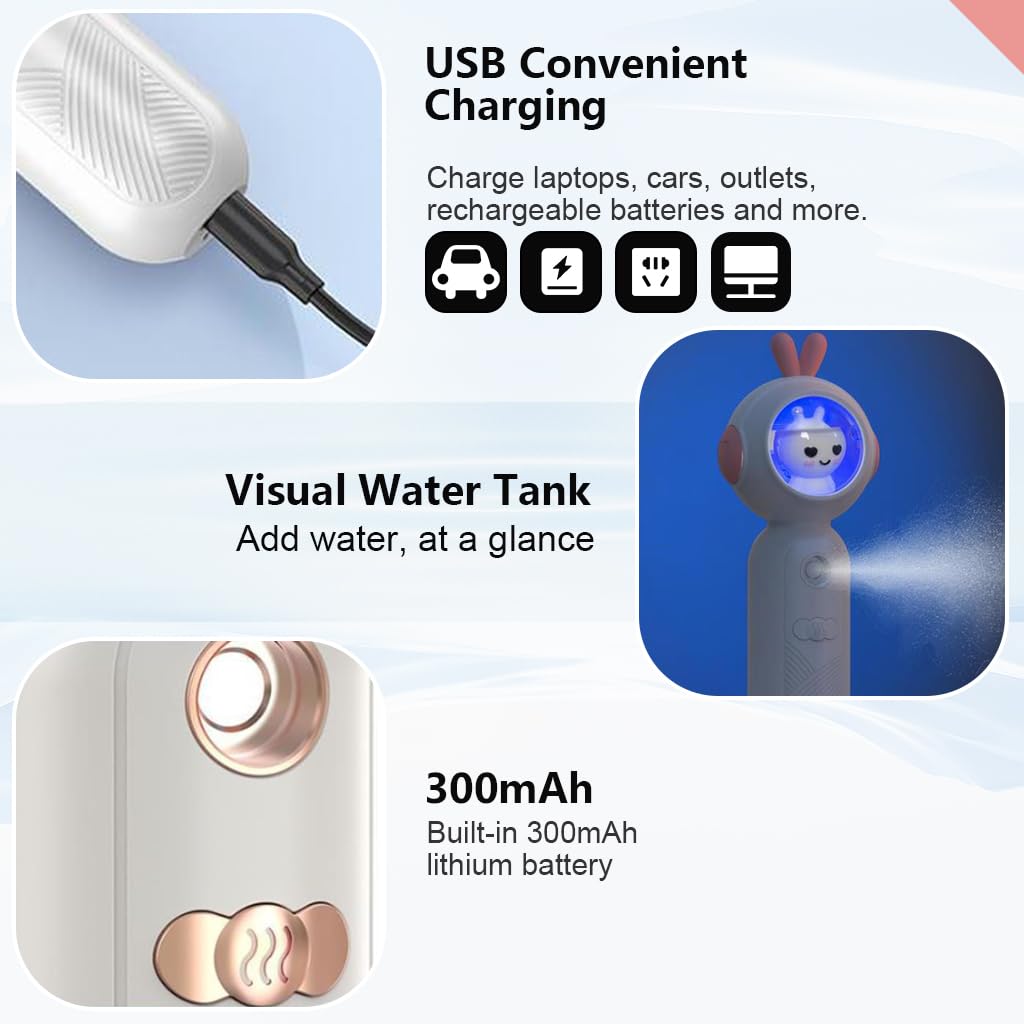 MAYCREATE Face Mist Sprayer Nano Portable Face Steamer Mini Nano Face Mist Face Mister Skin Moisturizing Facial Sprayer - USB Rechargeable, Night Light Design