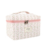 MAYCREATE Makeup Bag for Travel and Office with 25x16x15cm Storage | Soft Cotton Floral Print