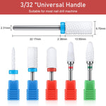 MAYCREATE Ceramic Nail Drill Bits 5 Pcs 2.35mm Shank for Gel Removal and Cuticle Care | Universal Fit