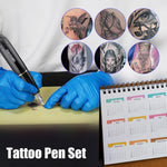 MAYCREATE Tattoo Machine Kit with 20 Cartridge Needles and Ergonomic Rotary Pen | for Beginners and Professional Artists