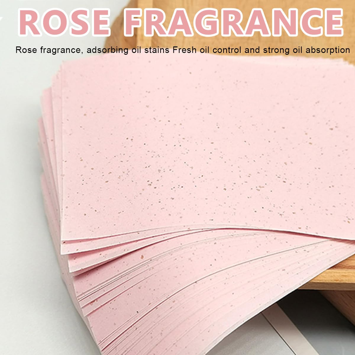 MAYCREATE 200 Counts Oil Absorbing Sheets for Face, Facial Flax Blotting Paper, Natural Rose Oil Absorbing Tissues for Oily Skin, Oil Control Film - 9x6cm