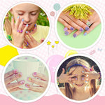 MAYCREATE Kids Press on Nails 36PCS for Girls featuring Pre Glued Full Cover Tips | Cute Rabbit Design