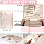 MAYCREATE Cosmetic Organizer Bag for women, Capacity Travel Makeup Pouch for Women Toiletry Bag for Girls Traveling With Handle and Divider, Pink