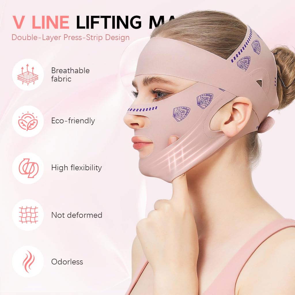 MAYCREATE V Line Face Lifting Mask for Double Chin Reduction with Adjustable Strap 3 pcs | Firming and Anti Wrinkle Care