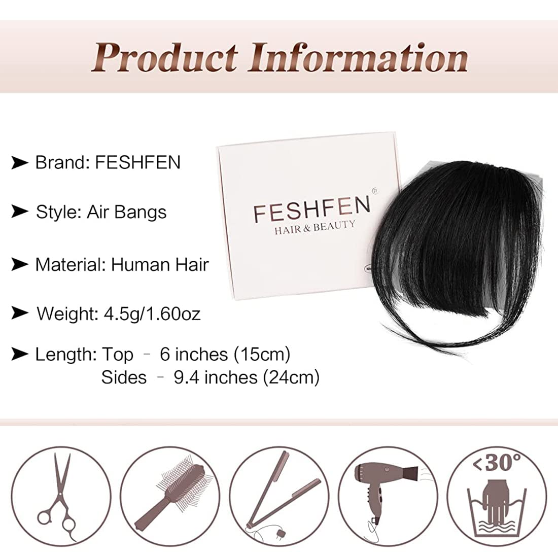 MAYCREATE Hair Extensions for Women Black Artificial Soft Hair Bang Front Hair Extension Clip Hair Fringes Hair Extensions Women & Girls - 1