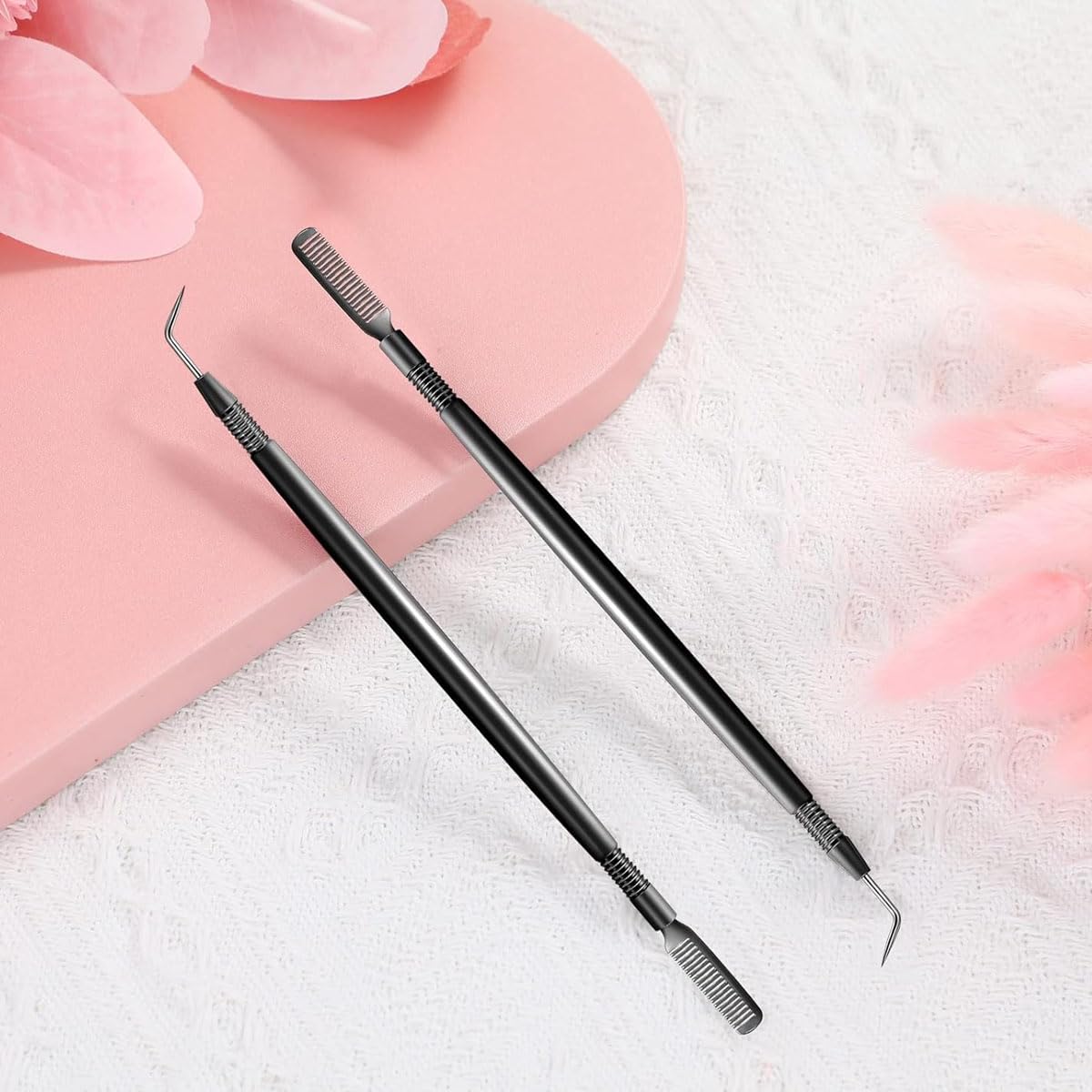 MAYCREATE Eyelash Lift Perm Tool 2 Pieces for Lash and Brow Grooming with Dual Head | Stainless Steel Separator and Ergonomic Handle