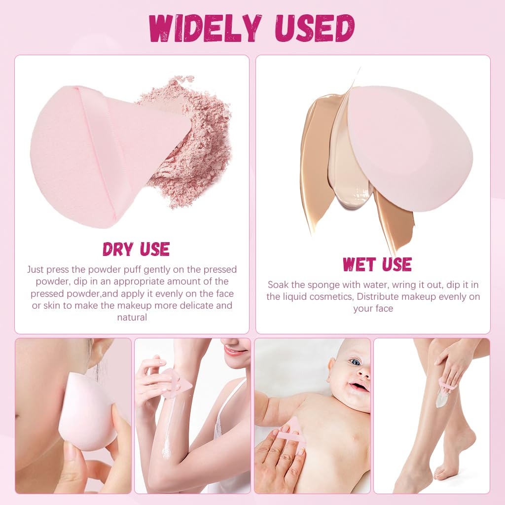 MAYCREATE Makeup Sponge Set for Foundation and Powder Blending featuring Triangular Puff | 14 Pcs Pink Tools for Women
