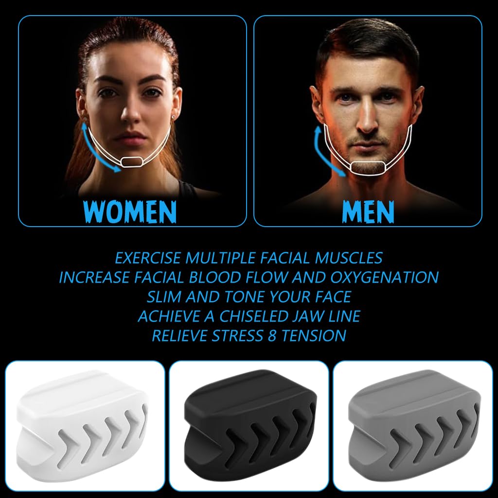 MAYCREATE Jawline Exerciser 6pcs with 40/50/60lbs Resistance Safe Silicone for Men & Women | Includes Storage Case