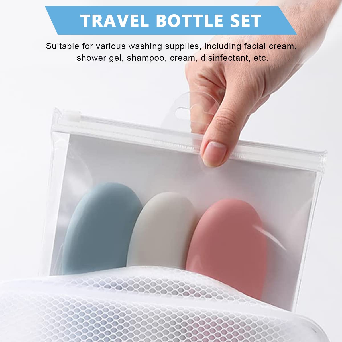 MAYCREATE Travel Bottles for Toiletries 9pcs 60ml with Leak Proof Lid & Refillable Design