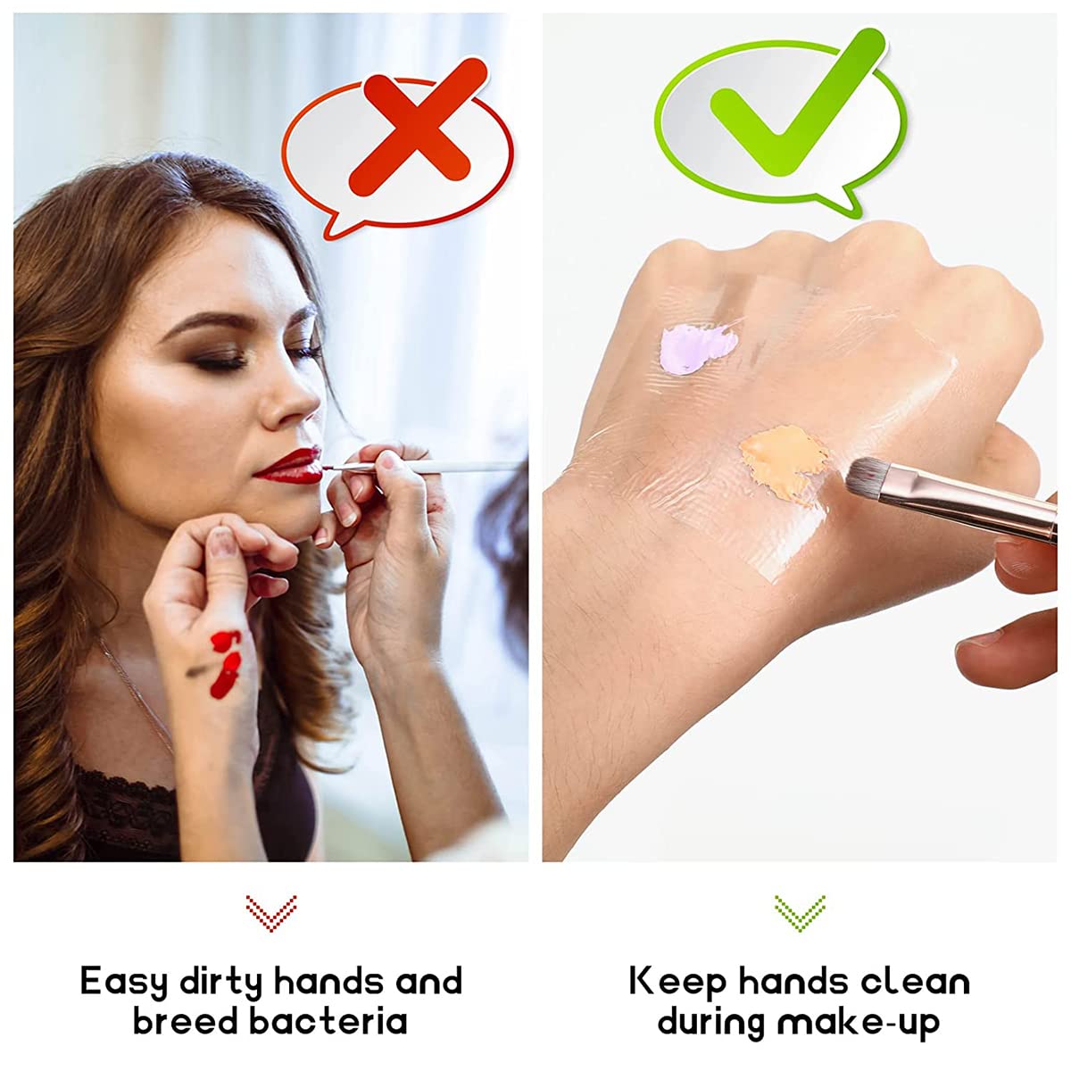 MAYCREATE Hand Palette for Makeup Artists with 100pcs 2.4in Self Adhesive Waterproof PU Film