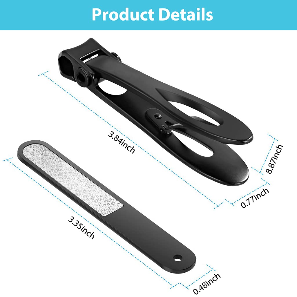 MAYCREATE Nail Cutter for Thick Nails with 180 Degree Wide Jaw and Ergonomic Handle | Stainless Steel Clippers Set for Men and Women