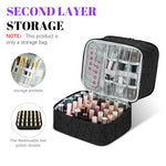 MAYCREATE Travel Nail Polish Organizer Bag for 30 Bottles with Double Layer PU Design | Portable Cosmetic Storage for Travel