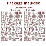 MAYCREATE® Tattoo Sticker 18 Sheets Mandala Temporary Tattoo for Women Girls Brown Lotus Flower Arm Band Tattoo Waterproof Henna Tattoo Stickers for Hands, Body, Arm, Feet