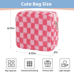 MAYCREATE Small Makeup Pouch for Sanitary Pads with Zipper Closure 5.5in Checked Fabric | Travel Storage for Women