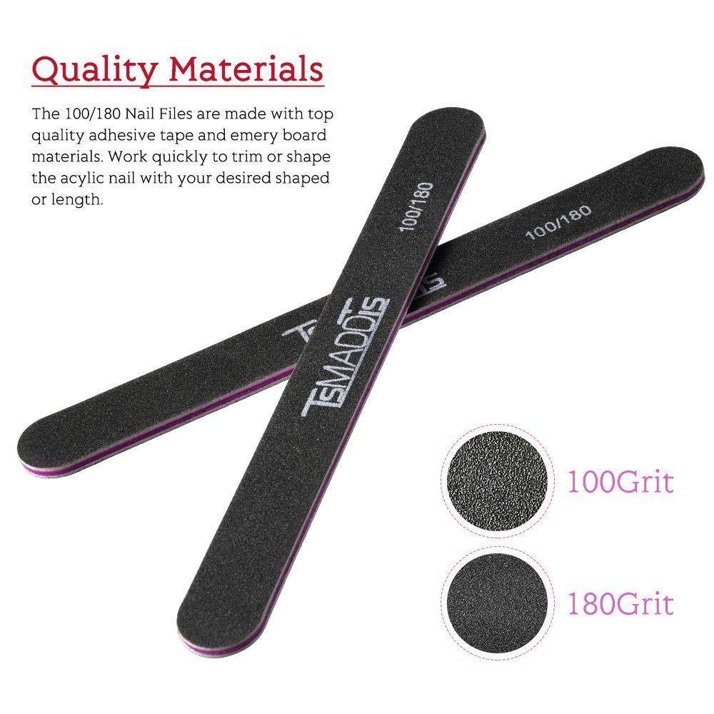 MAYCREATE 12Pcs Nail Files and Buffers Set Colorful Professional Manicure Tools Kit, Rectangular Nail Art Care Buffer Block Tools 100/180 Grit Nail Shaper