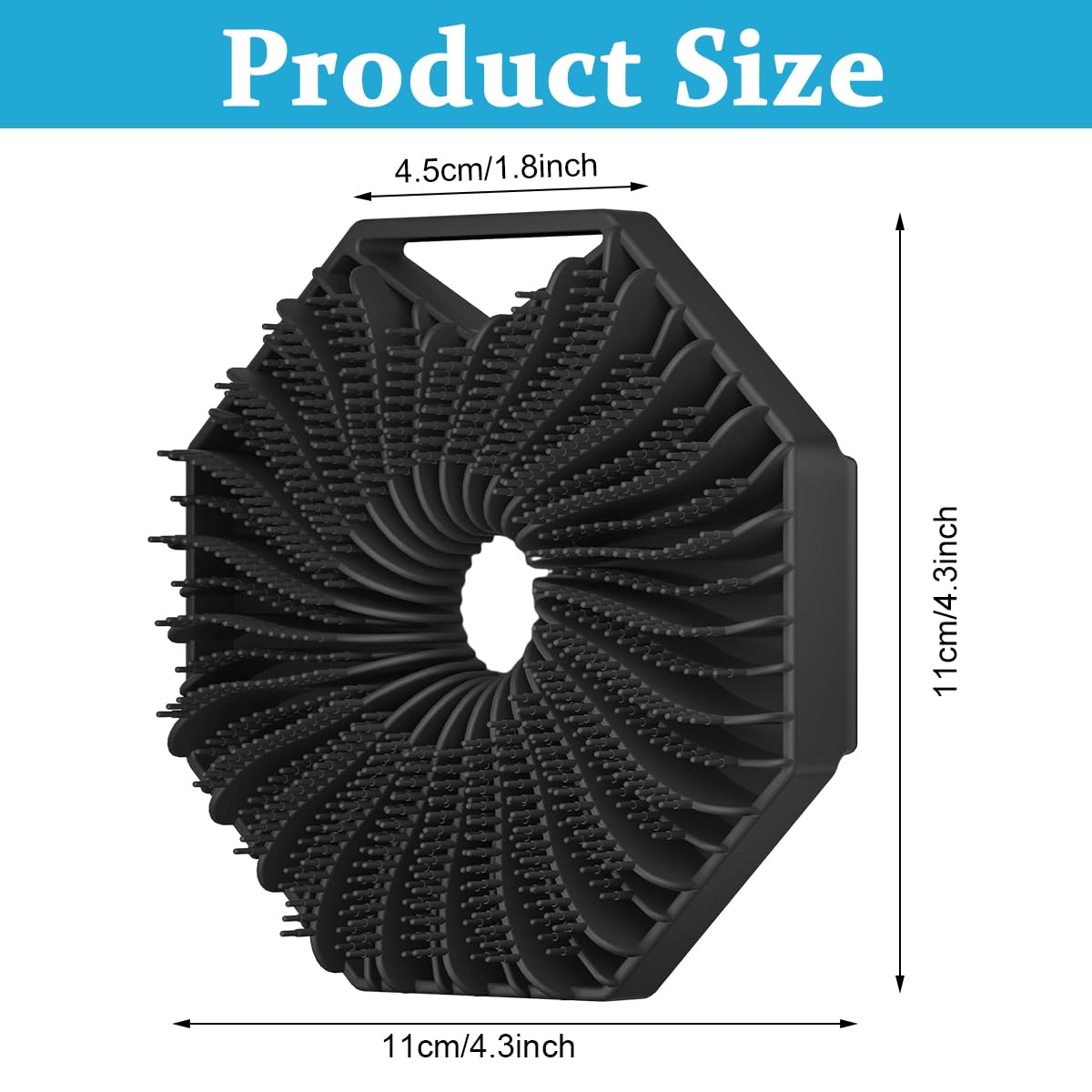 MAYCREATE Silicone Body Scrubber, Exfoliating Body Scrubber for Sensitive Skin, Soft Massage Body, More Hygienic Than Traditional Loofah, Gentle Exfoliating for Sensitive Skin, Black