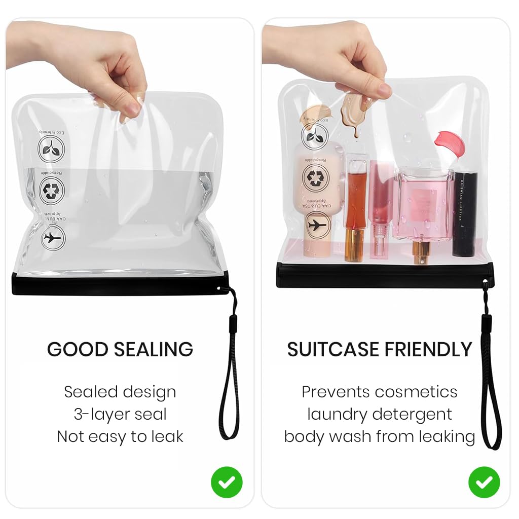 MAYCREATE Toiletries Travel Bags Set for Home and Travel with Ziplock Closure & Clear EVA | 4 Pcs Reusable Waterproof Organizer Pouches