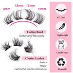 MAYCREATE 100 PCS Lashes Cluster, Fairy Lash Extension Kit Cluster Lashes Individual C Curl Wispy False Eyelashes DIY Eyelash Manga Anime Cluster Lash Extensions Mix Lashes