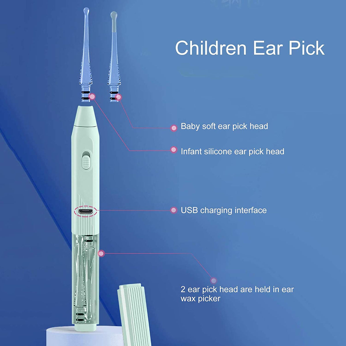 MAYCREATE Ear Cleaner Kit 3 pcs with LED Light and Metal Storage Box for Adults and Kids | Includes Earwax Spoon Tweezers and Nose Clip