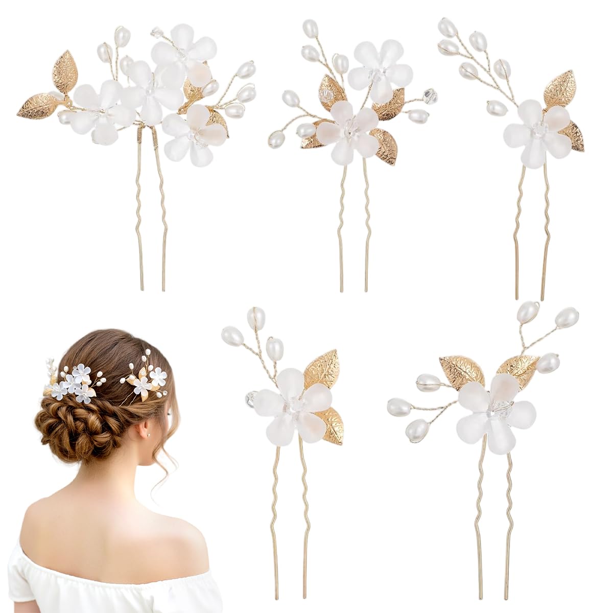 MAYCREATE® for Bridal Hair Pins Set of 5 Star and Moon Rhinestone Hair Accessories with Durable Alloy Design for Wedding Updos, Sparkly Celestial Hairpieces for Brides, Parties, Special Occasions and Celebratory Events