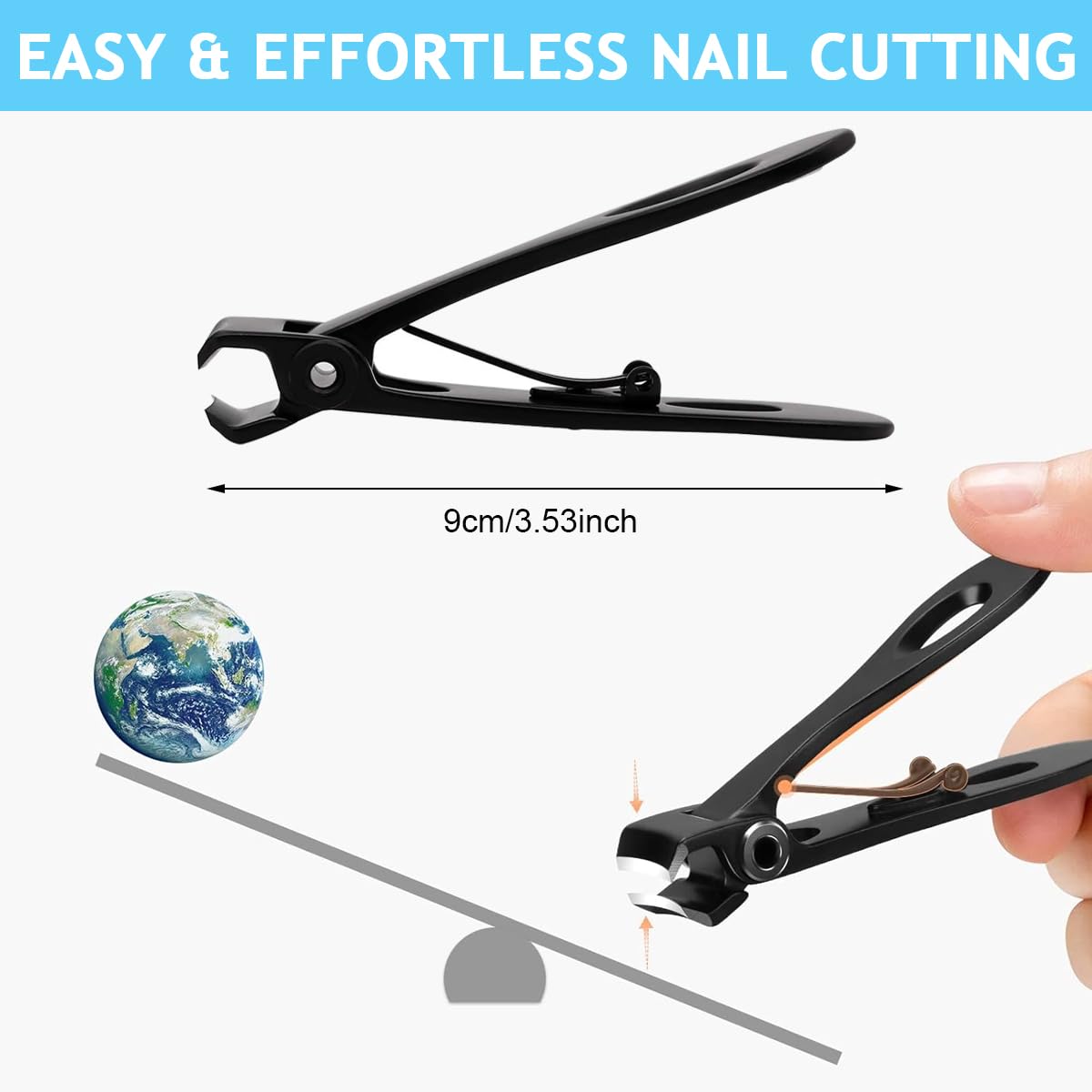 MAYCREATE Nail Clipper for Thick Nails with 15mm Curved Blade and Anti Splash Case | Stainless Steel 8.8x1.4cm Portable Cutter