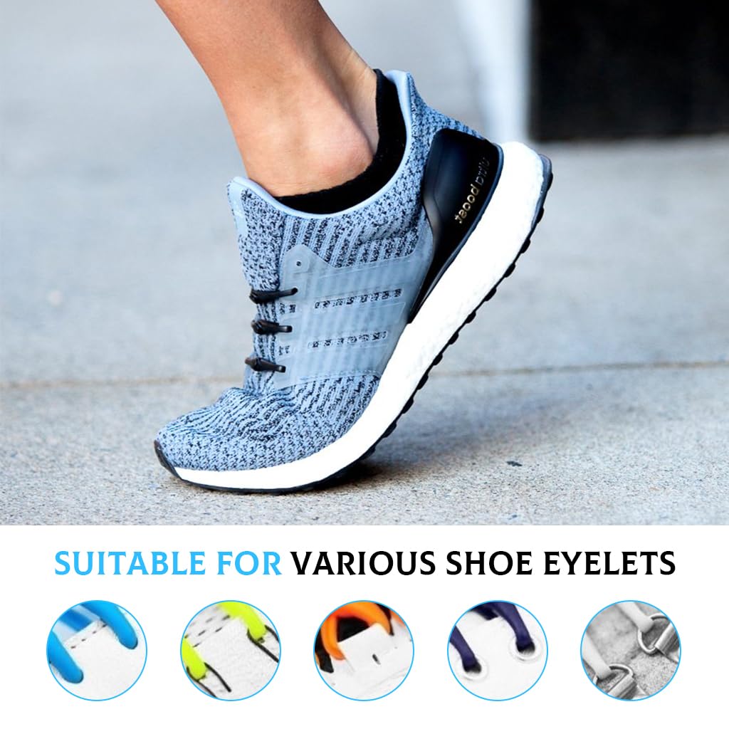 MAYCREATE 24Pcs No Tie Shoelaces, Elastic Thin Shoe Laces, No Tie Replacements Shoes Laces Stretchy Bungee Running Training for Unisex Adults