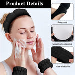 MAYCREATE Spa Headband and Wristband Set for Face Washing with Sunflower Design | Soft Flannel Elastic Accessories for Women