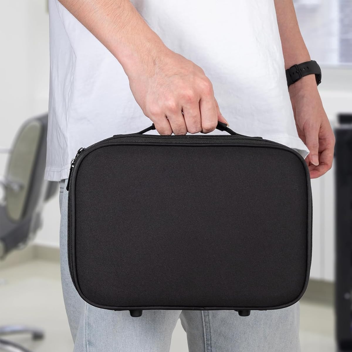 MAYCREATE Hair Trimmer Storage Case for Travel and Barber Tools with Handle and Zipper | 11.4×8.26×3.14 in PU Organizer