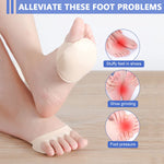 MAYCREATE 4 Pairs Forefoot Honeycomb Fabric Ball of Foot Cushion Metatarsal Pads for Women,Reusable High Heels Invisible Socks,Comfortable Non Slip Toe Sleeves for Relieving Foot Fatigue