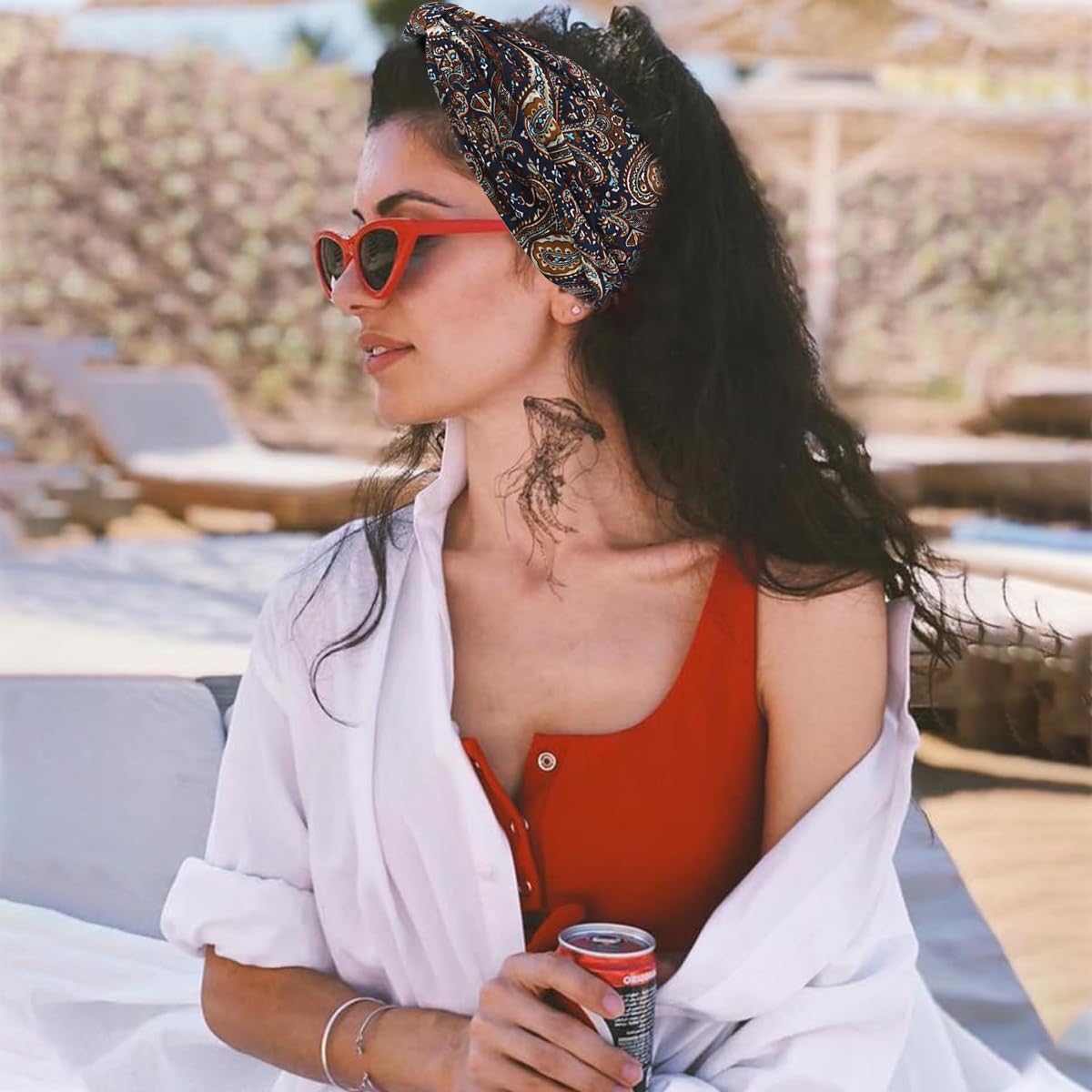 MAYCREATE Sport Headbands for Women with Quick Dry Moisture Wicking Fabric | 6PCS Boho Stretchy Pre Tied Bands for Yoga and Running