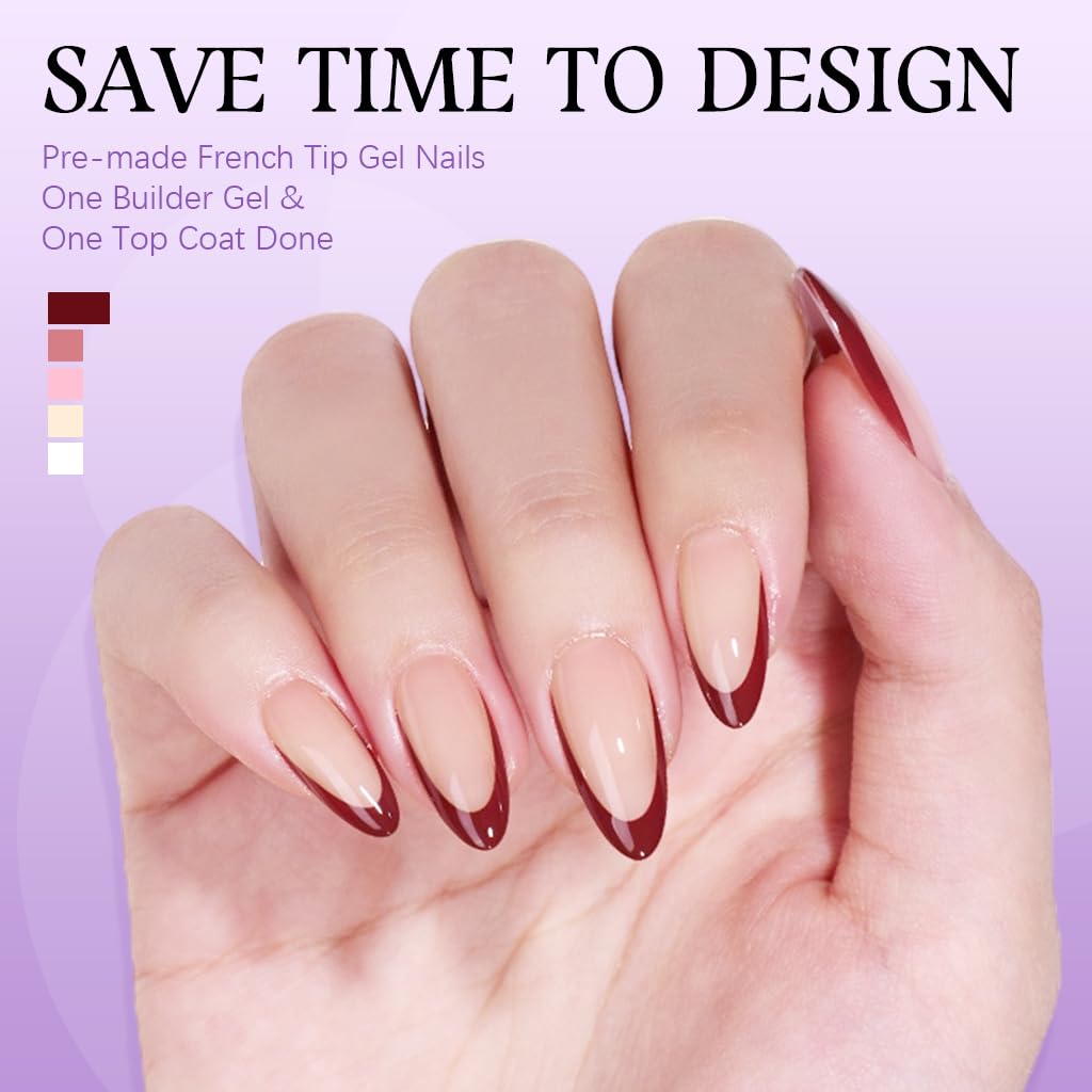 MAYCREATE 150Pcs Almond Shape Nails Nude Color Press On Nails with 24Pcs Adhesive Nail Tabs DIY Nail Art Nail Extension Press on Fake Nails Full Cover Press On Nails Colored Tip Almond Fake Nail