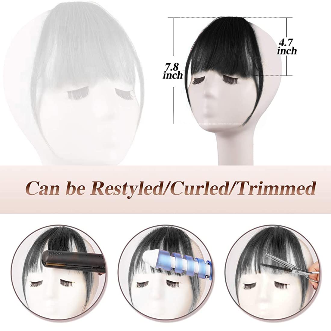 MAYCREATE Hair Extensions for Women Black Artificial Soft Hair Bang Front Hair Extension Clip Hair Fringes Hair Extensions Women & Girls - 1