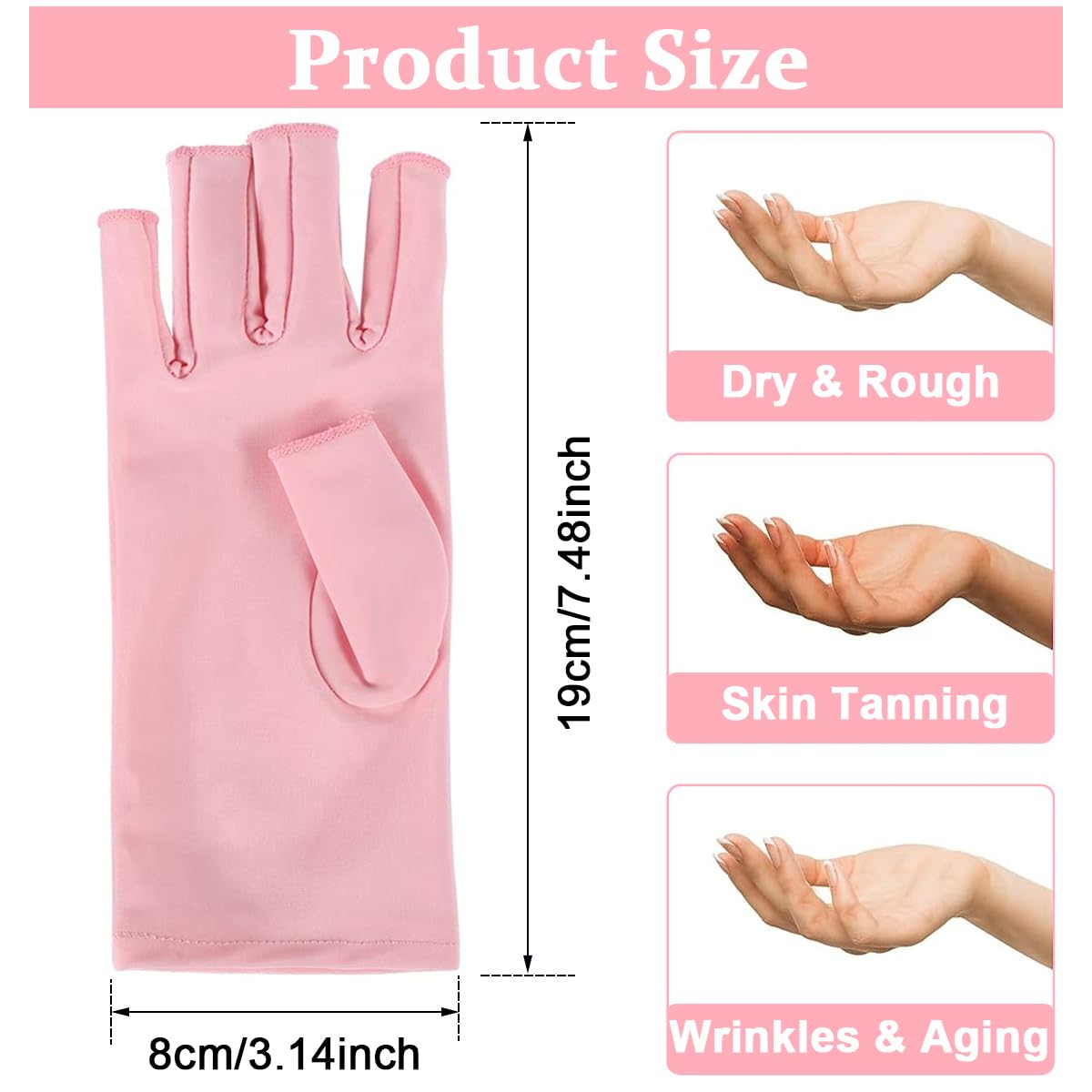 MAYCREATE Anti UV Gloves for Gel Nail Lamp with UPF 50+ Protection and Stretchy Fabric | Pink