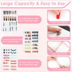 MAYCREATE Press On Nail Organizer with 4 Insert Pages and Acrylic Tape, Pink | Reusable A5 Nail Storage Book