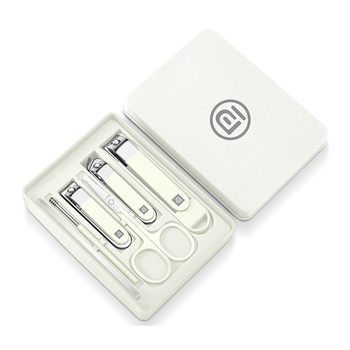 MAYCREATE Travel Grooming Tool Kit with Case Set of 6Pcs Stainless Steel Grooming Tools Includes Nail Clippers Angled Toe Nail Clipper Ear Wax Removal Tools Nose Hair Trimmer, Travel Grooming Set