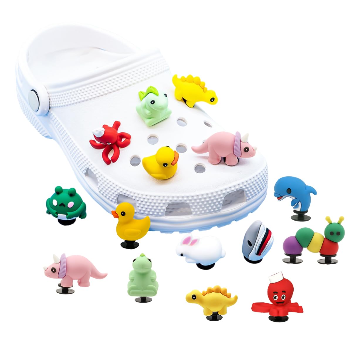 MAYCREATE Shoe Charms 10PCS for Clogs and Sneakers with 3D PVC Animal Designs | Kids Gift
