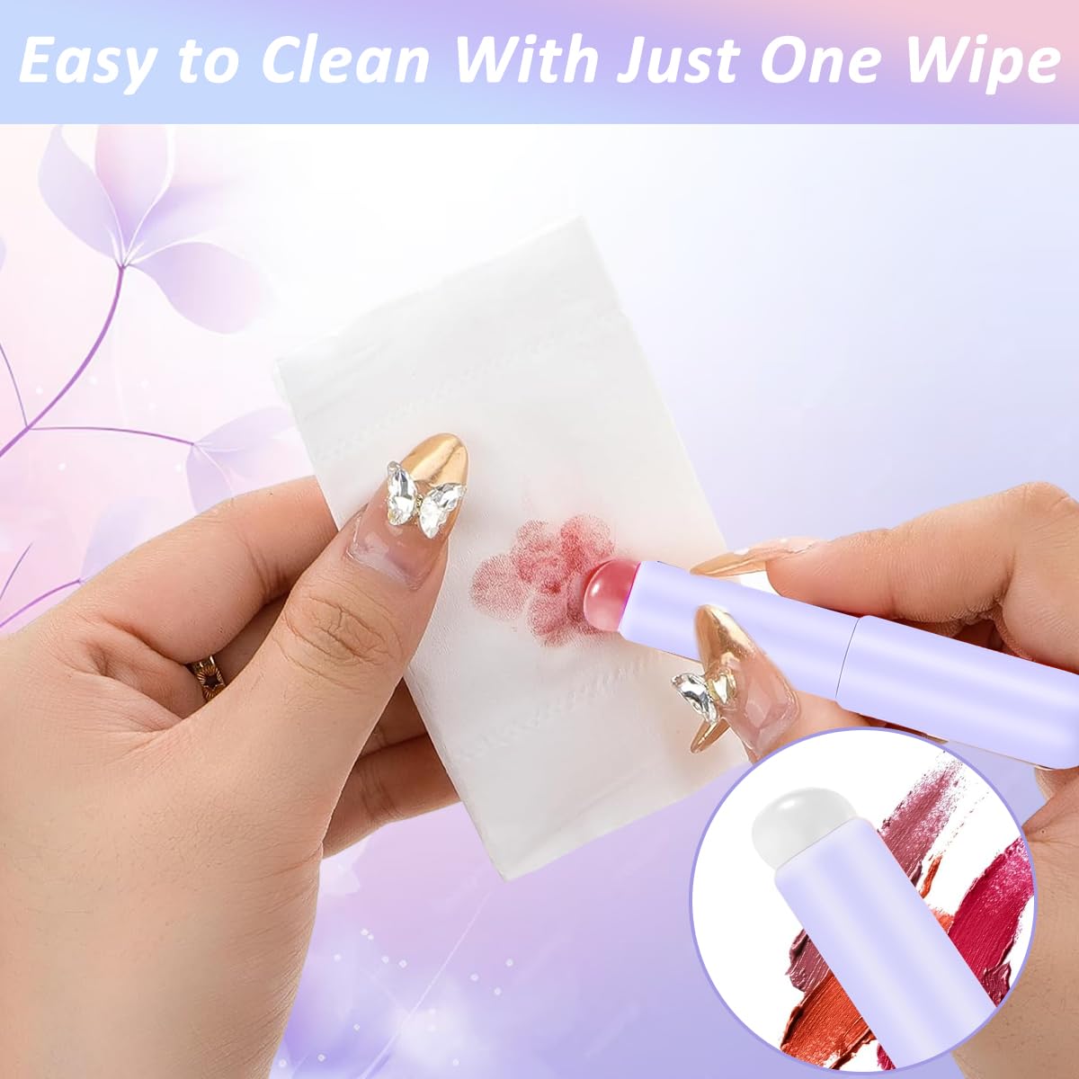 MAYCREATE Lip Applicator Set for Lip Balm and Lipstick with Soft Silicone Brush Head | 3pcs Reusable Makeup Tool