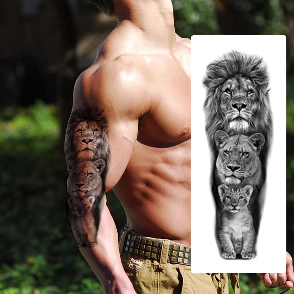 MAYCREATE Temporary Tattoos for Arms and Legs featuring 6 Sheets 48×17 cm Waterproof Designs | Ideal for Party and Club Looks