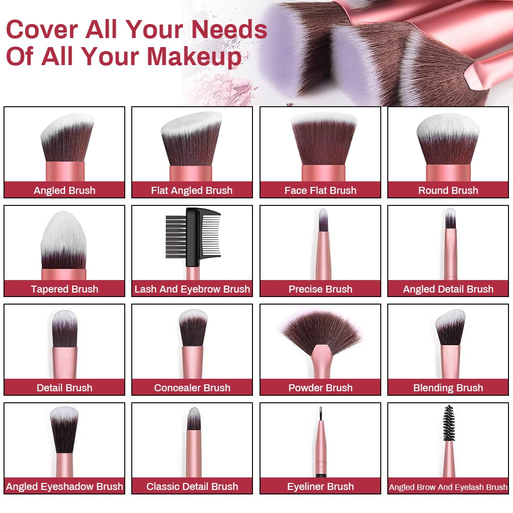 MAYCREATE Makeup Brush Set Professional 22PCS with Storage Pouch Brush Sets in Makeup with Ultra Soft Bristles Premium Makeup Brushes Kit with 2 Makeup Sponges+2 Powder Puff +1 Brush Cleaner