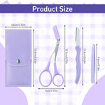 MAYCREATE Eyebrow Trimming Kit for Facial Hair Shaping with Folding Razor and PU Case | 3Pcs Stainless Steel Tools