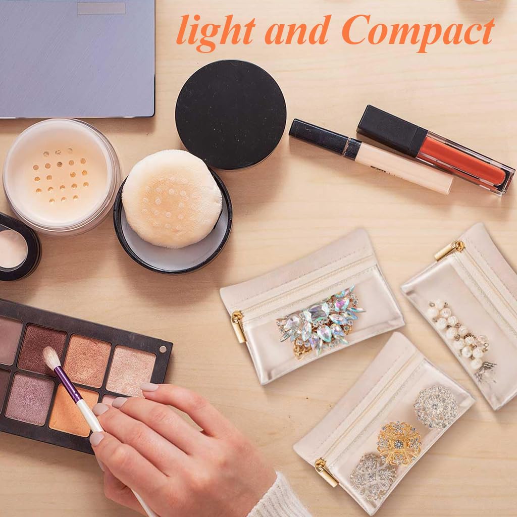 MAYCREATE 6Pcs Small Jewelry Organizer Pouch Bag Zip-up Jewelry Organizer Velvet Pouches Stylish Jewelry Organizer Pouches for Necklaces Bracelets Rings Earrings, Brooches, 4.5''x3.1''