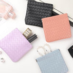 MAYCREATE 4Pcs Small Makeup Pouch Small Pouches Makeup Bag Mini PU Leather Cosmetic Bag Weave Makeup Pouches for Women Pocket Purse for Coin Lipstick Jewelry Organizer