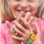 MAYCREATE 120pcs Nail Art Kit for Kids, Children Fake Nails Artificial Nail Tips Girls Full Cover Short False Fingernails for Kids Little Girls Nail Art Decoration, Set of 5