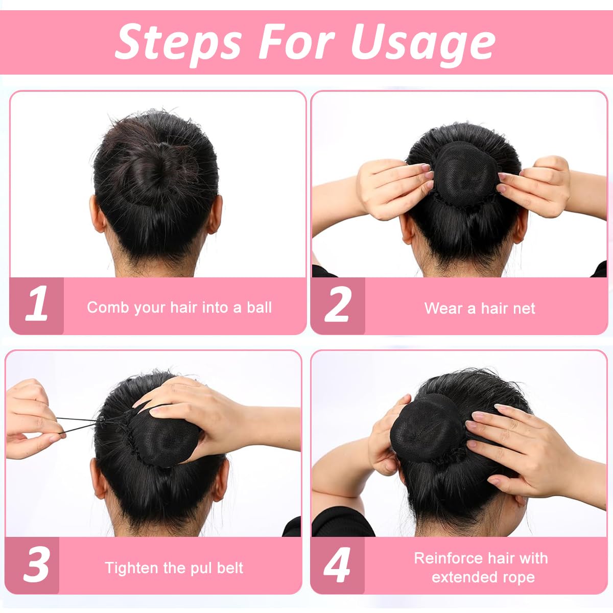 MAYCREATE Hair Bun Net Bow Hair Clip for Women with Alloy Spring Clip Mesh | Red Snood Cover for Work and Dance