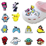 MAYCREATE 12Pcs Clog Shoe Charms Cute Cartoon Character Series Shoe Charms Assorted Rubber Shoe Charms Flat Rubber Shoe Charms Reuseable Casual Clogs DIY Decoration Charms Kids Clogs Charms
