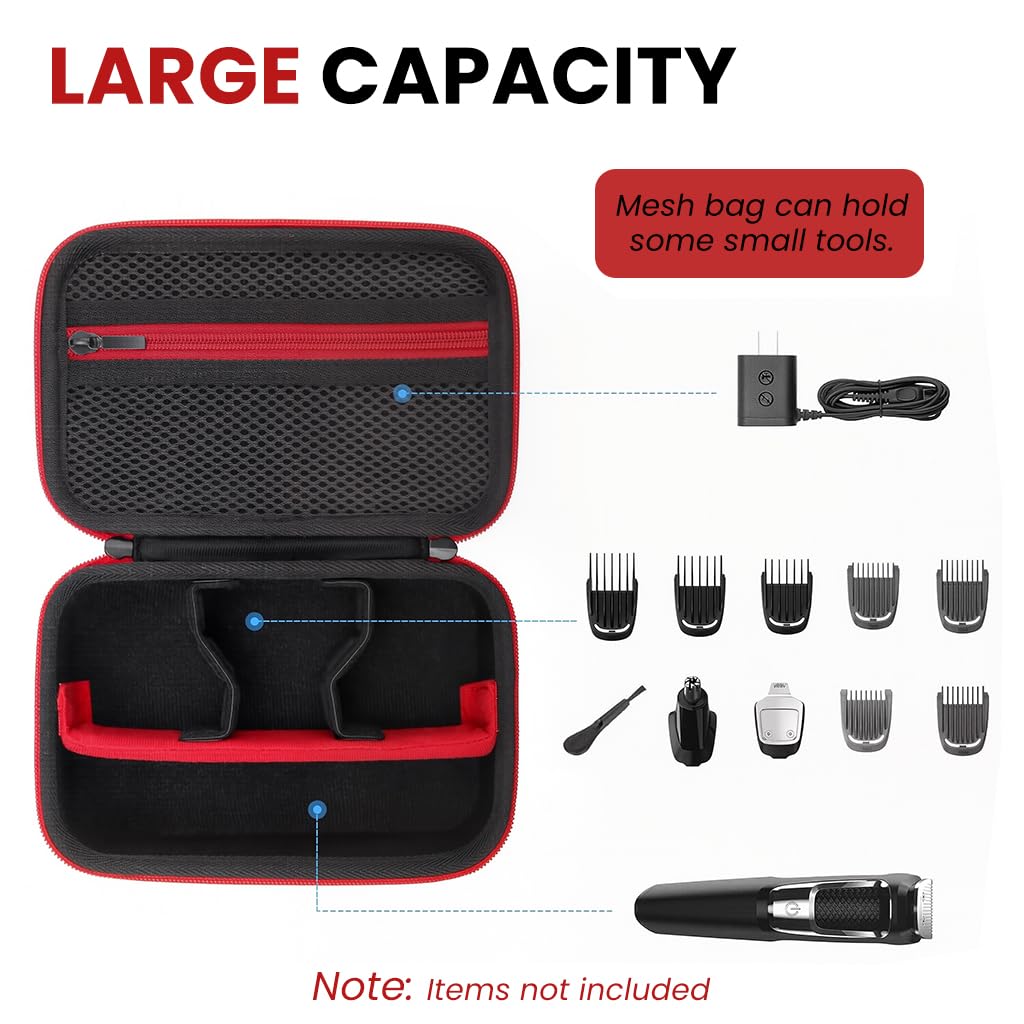 MAYCREATE Electric Shaver Storage Bag for Travel with Multi Compartments and Mesh Pocket 20x13x6cm