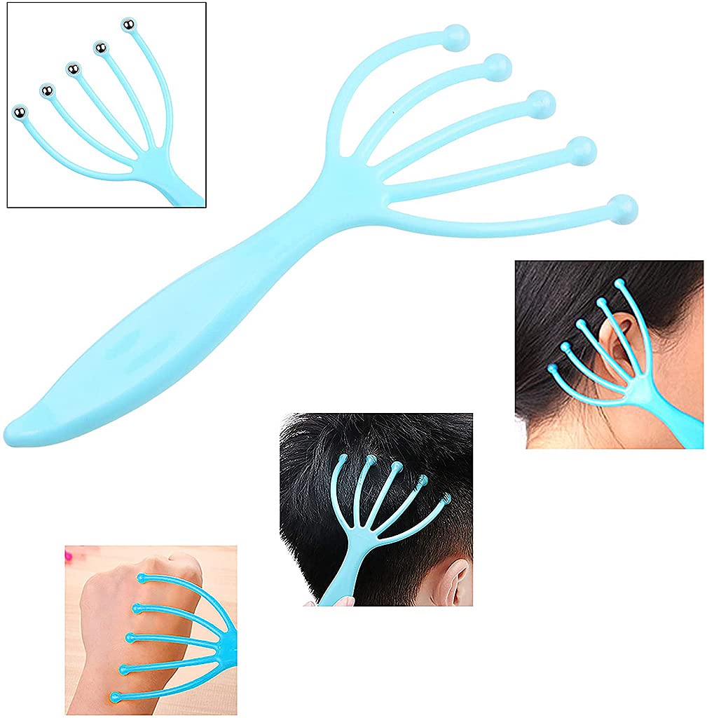 MAYCREATE Head Massager for Scalps, 5 Fingers Scalp Massage Machine with Steel Balls, Manual Massager for Deep Relaxation, Stress Reduction and Improved Sleep Quality