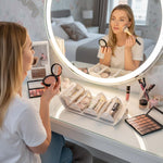 MAYCREATE Travel Makeup Bag with 4 Clear PVC Zipper Pouches and Snap Button Design | Foldable PU Organizer for Toiletries and Accessories