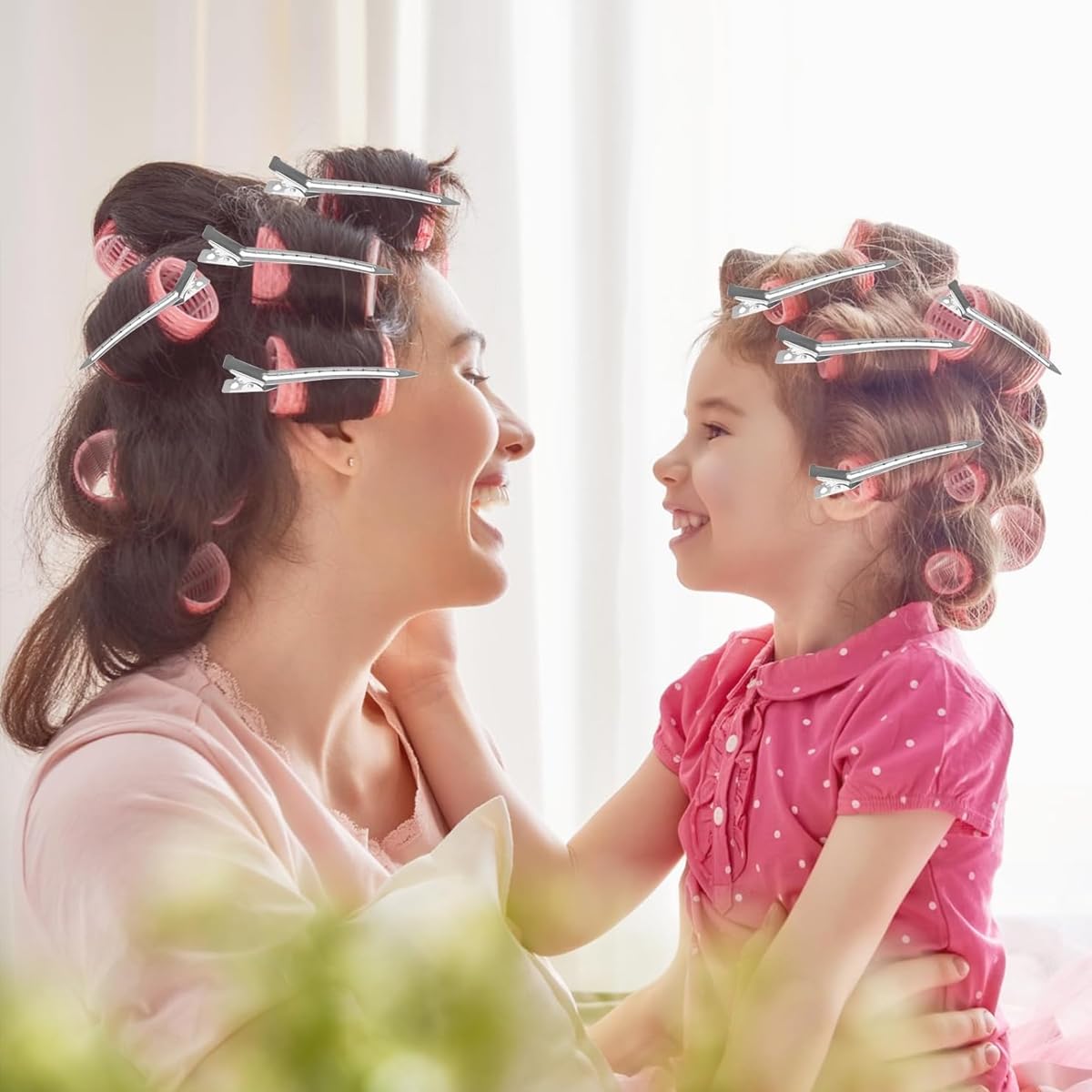 MAYCREATE 60Pcs Styling Hair Clips, Duckbill Long Hair Clips, Silver Metal Duck Billed Hair Clips for Women Styling Sectioning, Pin Curl Clips for Hair, Alligator Roller Clip with Storage Box